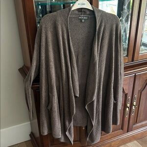 Barefoot Dreams Women's Draped Open-Front Cardigan in Brown